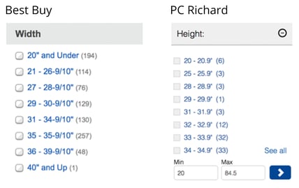 Specifications comparison